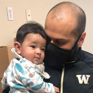 Ramon Borunda and son Elias at UW Tacoma's Court 17.