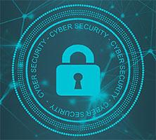 Image depicting padlock with keyhole, surrounded by words "Cyber Security"