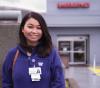 Nursing student in front of hospital